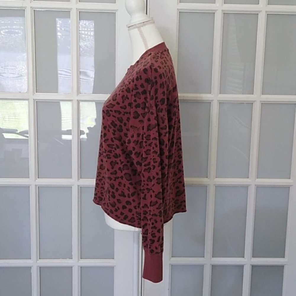 Sundry Leopard Drapey Sweatshirt Maroon - Picture 3 of 15